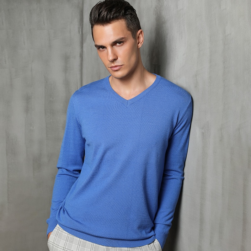 BARESKIY ĳù̾  mens new V   Ǯ   solid color ĳ־ business shirt mens stretch knit jacket